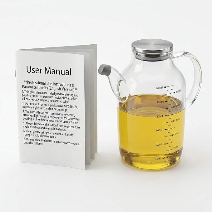 QWORK 1200ML/40Oz Large Glass Cooking Oil Bottle - Image 6