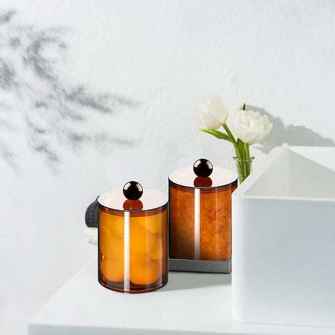 XIPENGKEJI 4 Pack Qtip Holder, Canister Apothecary Jar Set, Bathroom Jars - Image 6