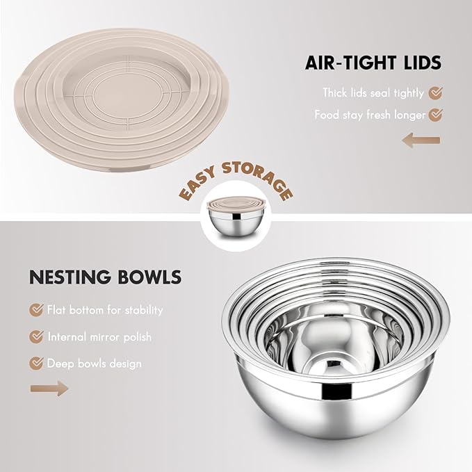 E-far Stainless Steel Mixing Bowls - Image 4
