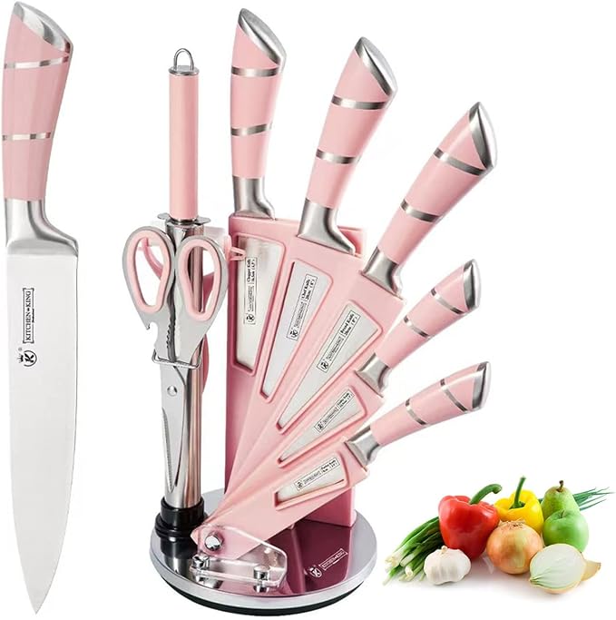 Pink Kitchen Knife Set, 9-Piece by Unknown