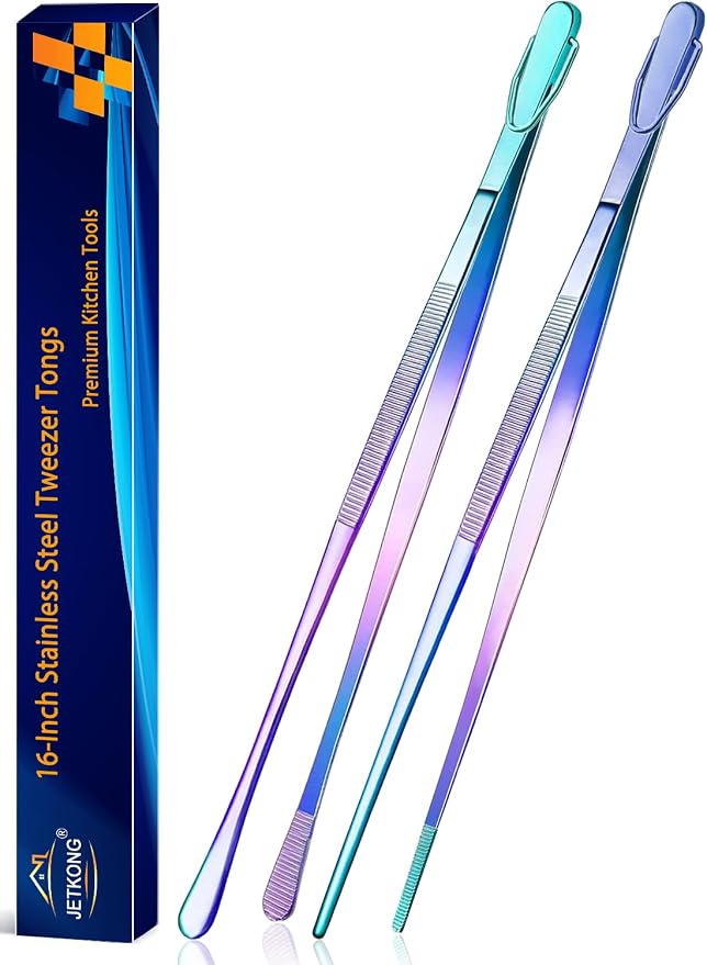 JETKONG 2 Pcs 16-Inch Stainless Steel Fine Tongs Extra Long Chopstick Tongs by JETKONG