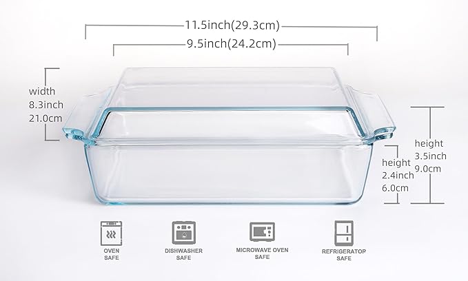 Rectangular Tempered Glass Casserole Dish, Tempered Glass Baking Dish - Image 2