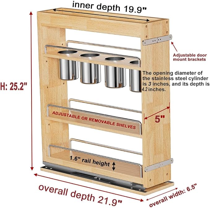 OCG 5" Pull-Out Solid Wood Storage Organizer - Image 3