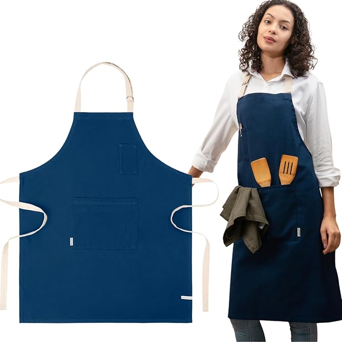 Cotton Canvas Apron for Women & Men – Adjustable Neck Strap & Waist Ties by Unknown