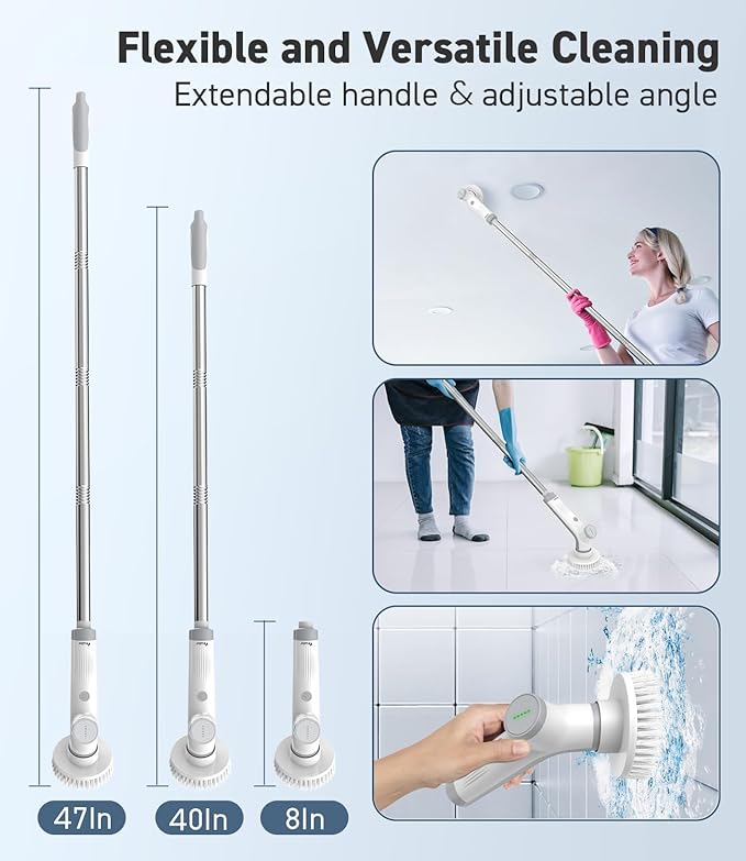 Electric Spin Scrubber, VEWIOR Cordless Shower Scrubber - Image 3