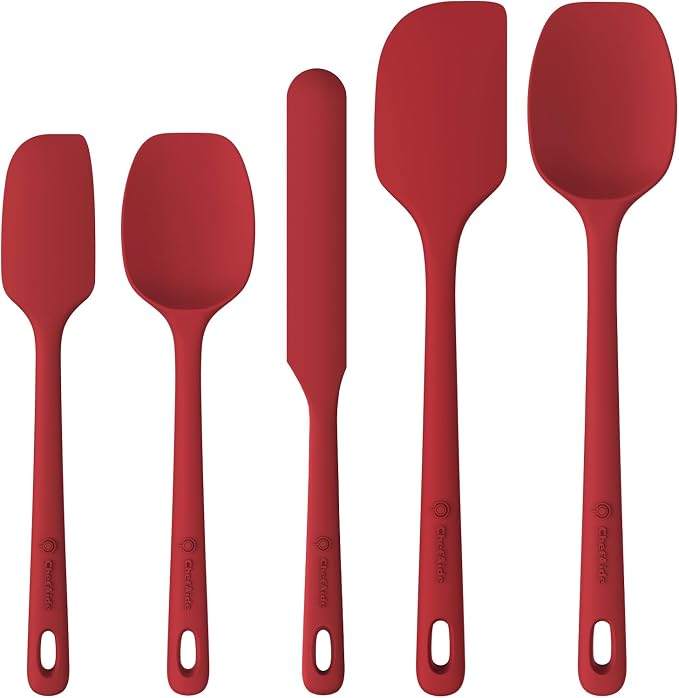ChefAide 5 Pieces Silicone Spatula Set, Food Grade Rubber Spatula, Upgrade by ChefAide