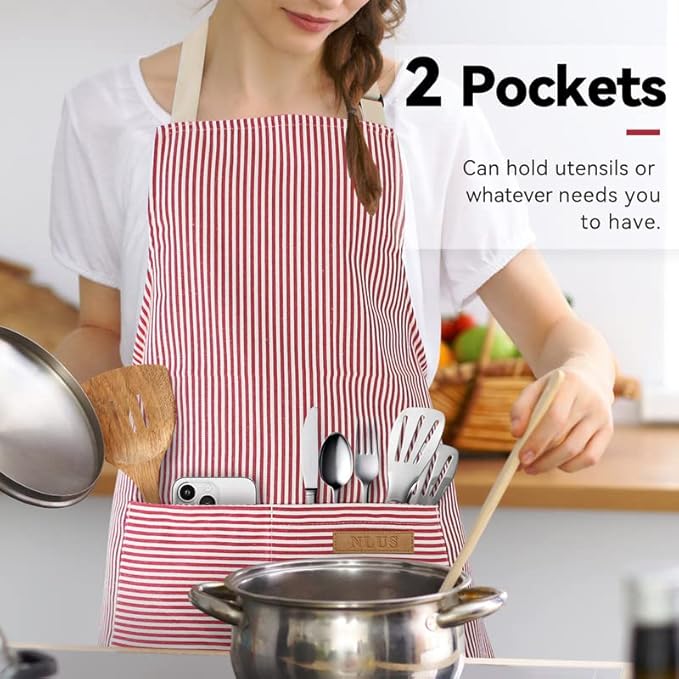 NLUS 2 Pack Kitchen Cooking Aprons, Adjustable Bib Soft Chef Apron - Image 6