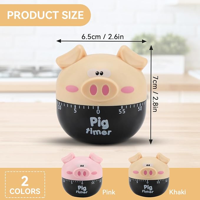 Cute Kitchen Timer, Piggy Wind up Timer Cooking Manual Kitchen Funny Mechanical - Image 2