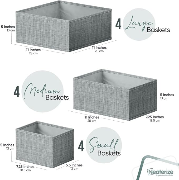 Drawer Organizer Clothes Set of 12 Grey - Image 2