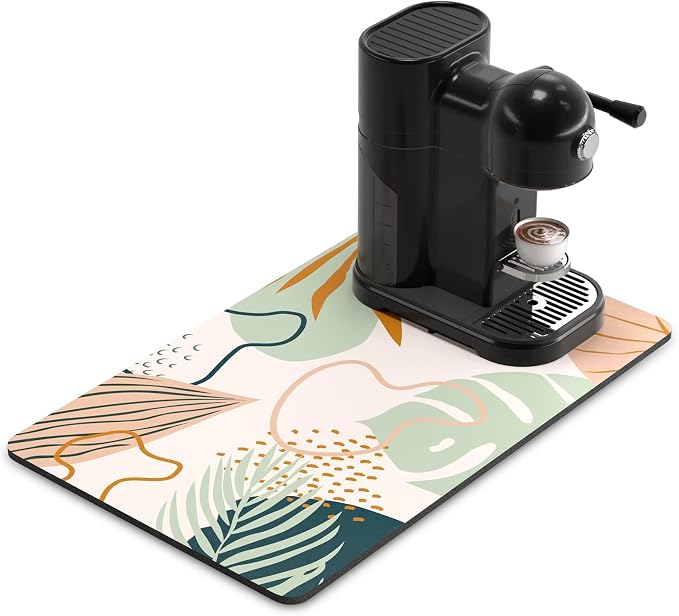 Rnivvi Coffee Mat, Hide Stain Rubber Backed Absorbent Dish Drying Pad by Rnivvi