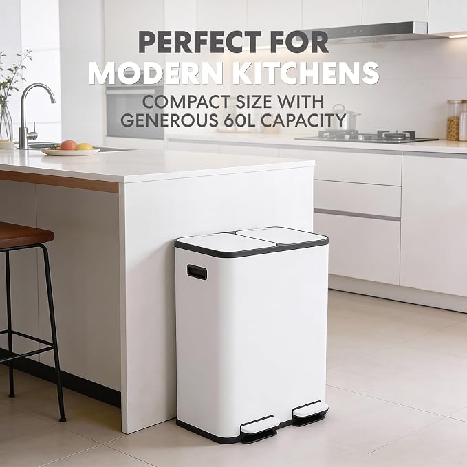 Simpli-Magic 60 Liter / 16 Gallon Rectangular Hands-Free Dual Compartment - Image 6