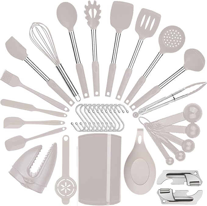 Silicone Kitchen Cooking Utensils Set by BECBOLDF