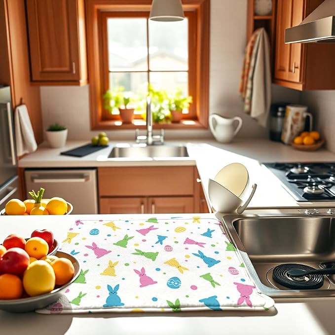 Easter Dish Drying Mat for Kitchen Counter 18" X 24" Microfiber Absorbent - Image 6