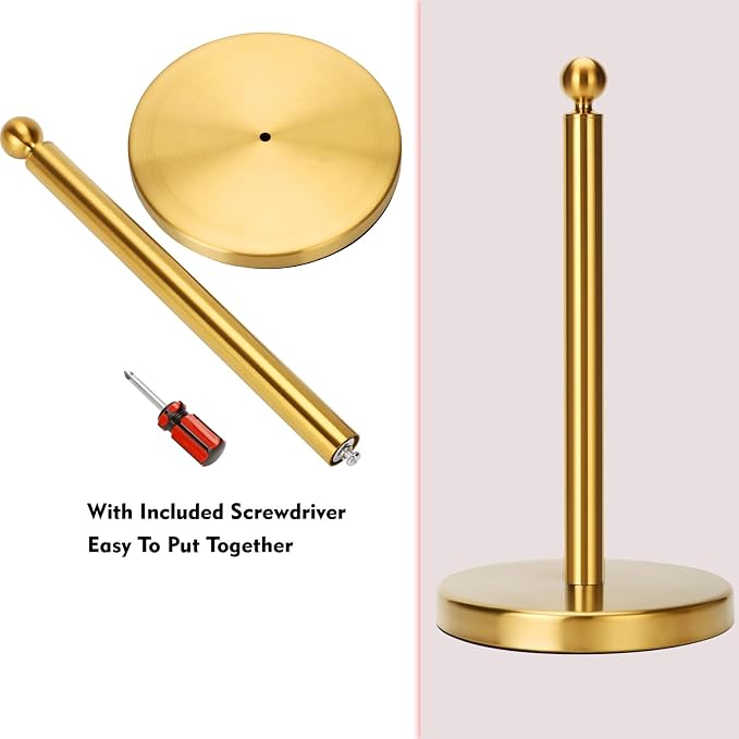Gold Paper Towel Holder Countertop, Standing Paper Towel Roll Holder - Image 6