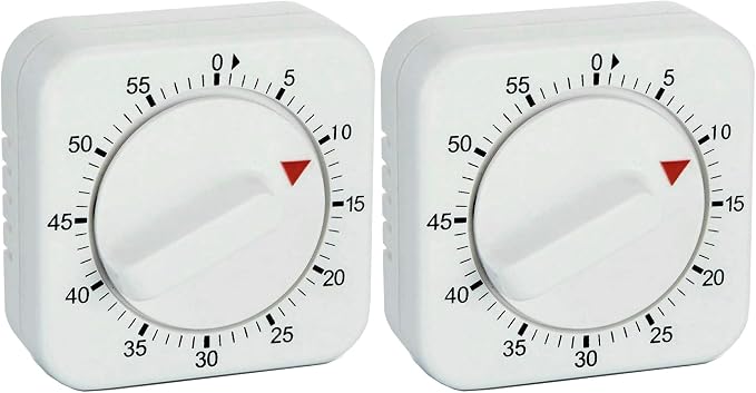 Square 60 Minute Mechanical Kitchen Timer, Manual Countdown Timer by NUOSWEK