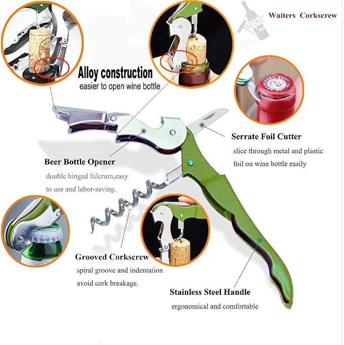 Professional Waiter Corkscrew Wine Openers Set, Upgraded - Image 4