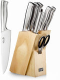 Knife Set, 8 Piece German Stainless Steel Hollow Handle Manual Knife Sharpener by SIXILANG