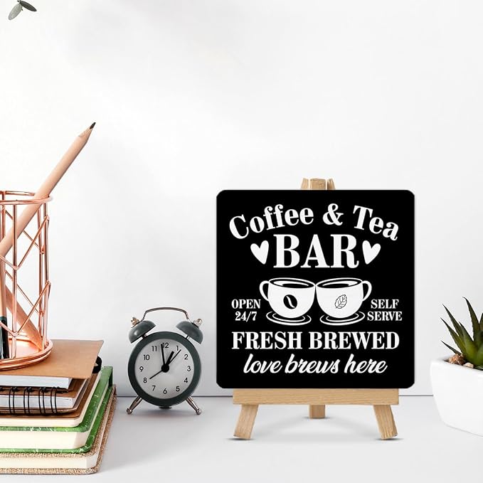 Coffee Tea Bar Decor, Coffee and Tea Bar Wood Sign - Image 5