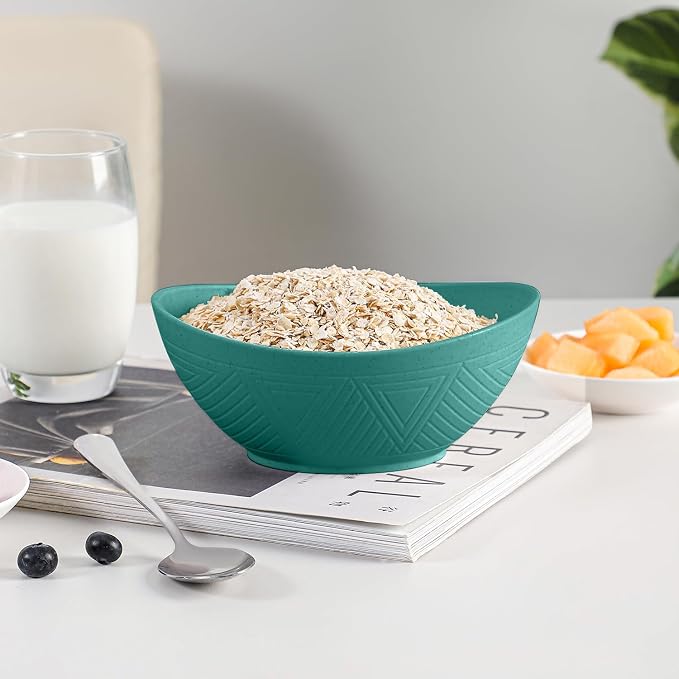 Wheat Straw Cereal Bowls Set of 4, Plastic Bowls Reusable 26 OZ, Unbreakable - Image 6