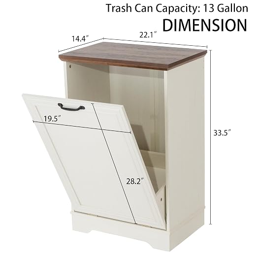 13 Gallons Tilt Out Trash Cabinet, Hidden Trash Can Cabinet Wooden Tilt Out Pet - Image 5