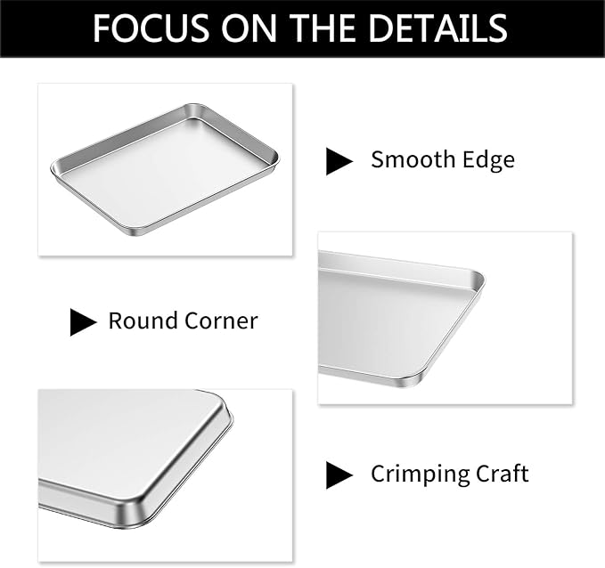 Baking Sheets Set of 2, Bastwe Stainless Steel Baking Pan Tray Cookie Sheet - Image 4