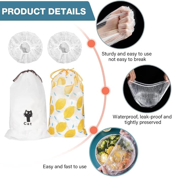 300PCS Plastic Elastic Bowl Covers Reusable, Food Storage Covers - Image 2