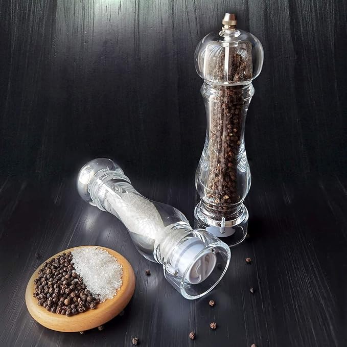 salt and pepper grinder mill set refillable large, the best transparent acrylic - Image 2