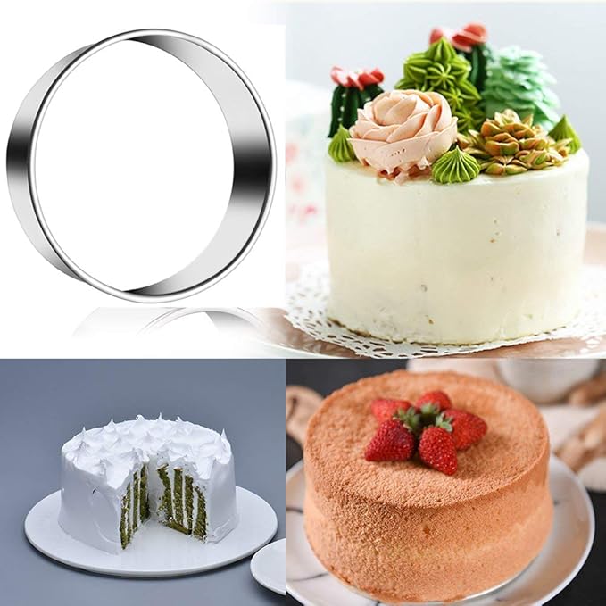 7 Pieces Stainless Steel Cookie Cutter Set Biscuit Plain Edge Round Cutters - Image 3