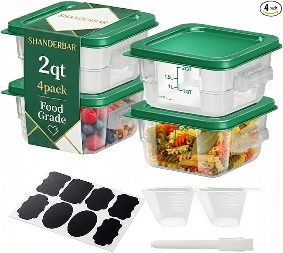 4 Pack 2QT Food Storage Containers by SHANDERBAR+