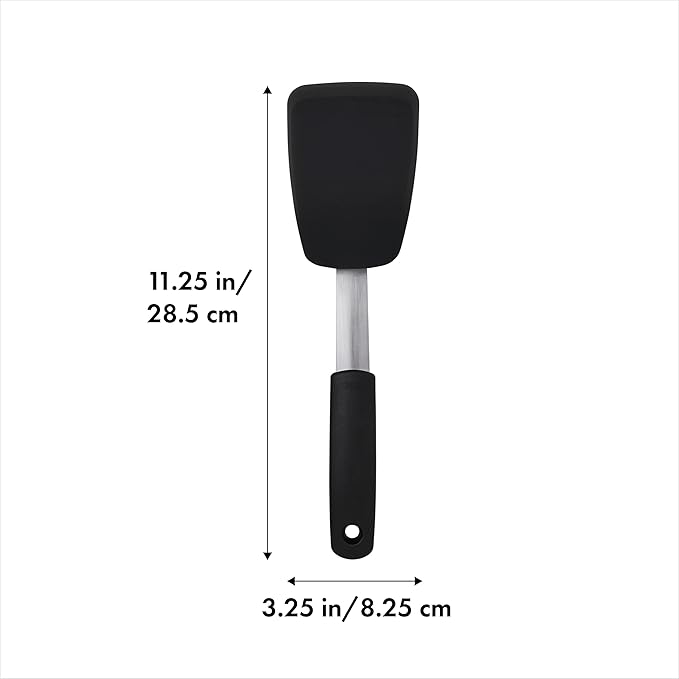 OXO Good Grips Small Silicone Flexible Turner Black & Good Grips Silicone - Image 6