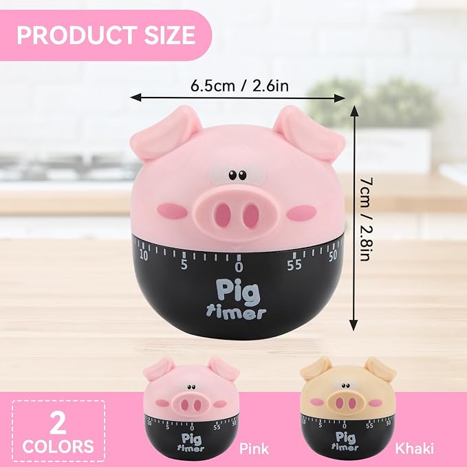 Cute Pig Kitchen Timer, 55 Minute Timer Mechanical Count Down Timer Clock - Image 2