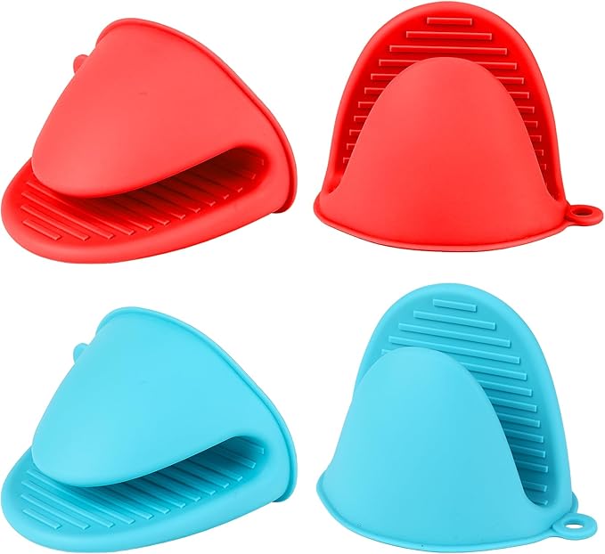 4 PCS Silicone Oven Mitts Heat Resistant Mini Oven Gloves by Libemskix