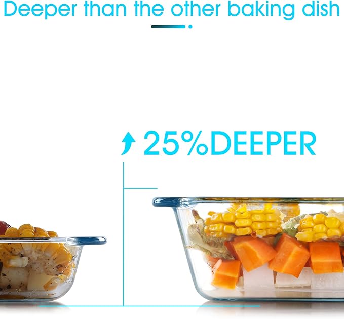 NUTRIUPS 1.4QT Rectangular Deep Glass Baking Dish, Glass Baking Pan - Image 3