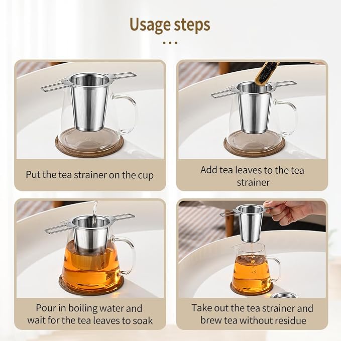 2Pack Long-Handled Tea Strainer, BOMANSI BOMS Stainless Steel Tea Infuser - Image 9