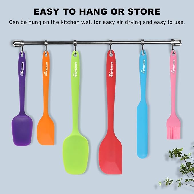 NileHome Silicone Spatula Set, 6 Pieces Food Grade Kitchen Utensils - Image 5