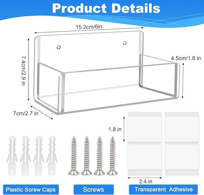 Acrylic Spice Rack Wall Mount-6 Inch, 4 Pack Hanging Seasoning Rack Organizer - Image 3