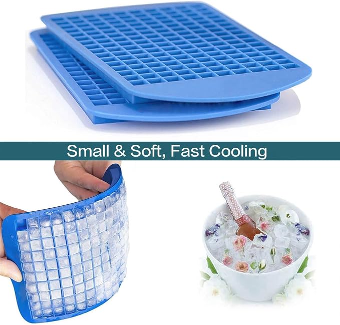 Mini Ice Cube Trays Set of 2-160 Small Ice Cubes Silicone Mold - Image 5