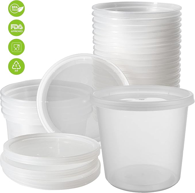 DuraHome Deli Containers with Lids 24oz. Leakproof 30 Sets BPA-Free Plastic - Image 7