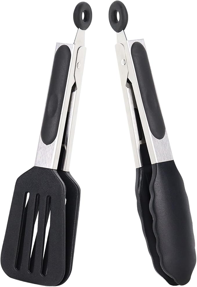 Mini Silicone Tongs Set of 2, Small Serving Tongs by Pharamat