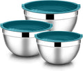 E-far Mixing Bowls with Lids, 6-Piece Stainless Steel Salad Bowls Metal Nesting by E-far