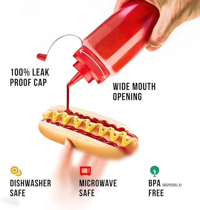 Norcalway 16 oz Condiment Squeeze Bottles - Image 2