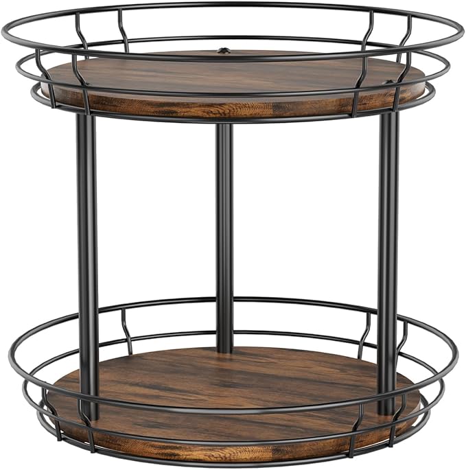 LAMU 10'' Lazy Susan Turntable Organizer, 2 Tier Round Rotating Spice Rack by YourHome-OrganizationHelper