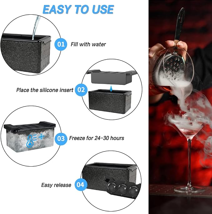 TINANA Clear Ice Ball Maker, Crystal Clear Ice Sphere Maker prepare 8 Large - Image 6