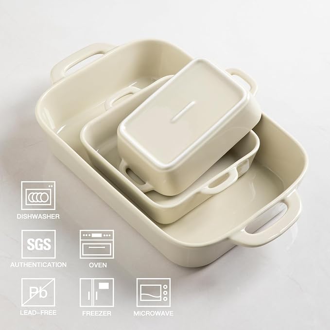 Sweejar Ceramic Bakeware Set, Rectangular Baking Dish - Image 3