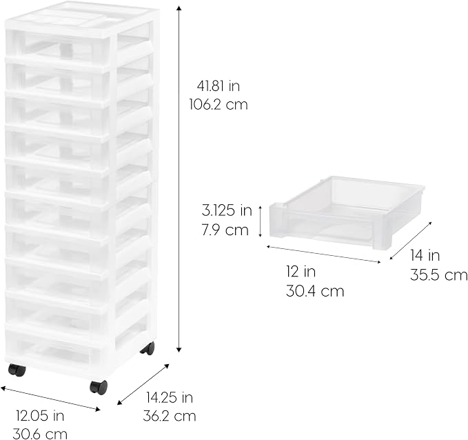 IRIS USA Plastic Drawer Storage Organizer Rolling Cart, - Image 3