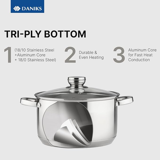 Daniks Standard 11-Piece Stainless Steel Cookware Set - Image 5