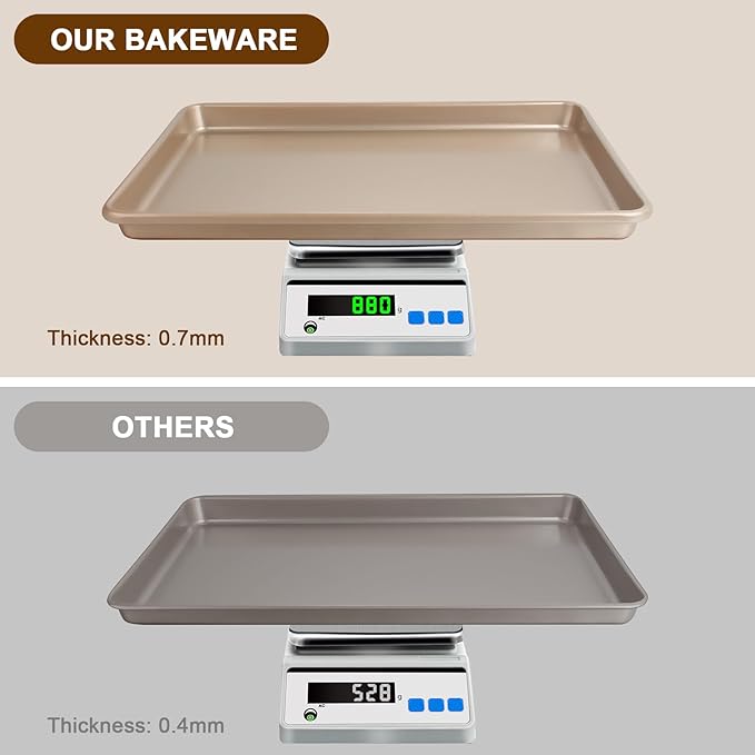Baking Sheet Pan Set of 3, Commercial Cookie Sheets - Image 4