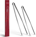 Precision Serrated Non-Slip Tips Cooking Tongs 2 Set, One-Piece 18/8 Stainless by COOCLAN