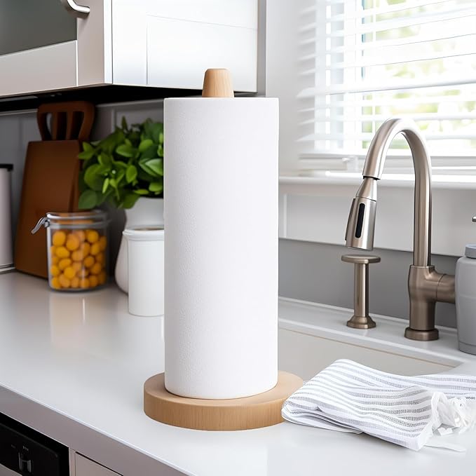 KitchLife Wooden Paper Towel Holder Countertop, Fits Jumbo Roll - Image 5