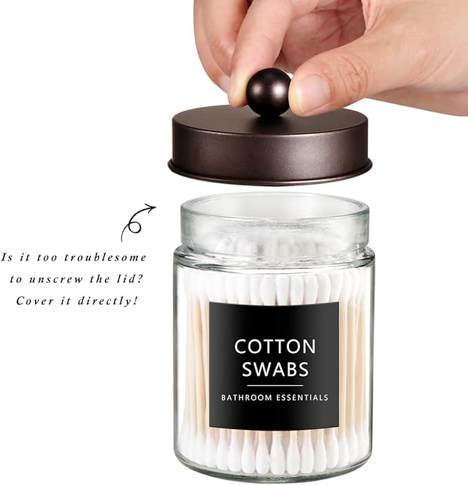 SheeChung Qtip Dispenser Holder 4pcs, Glass Apothecary Jars - Image 2